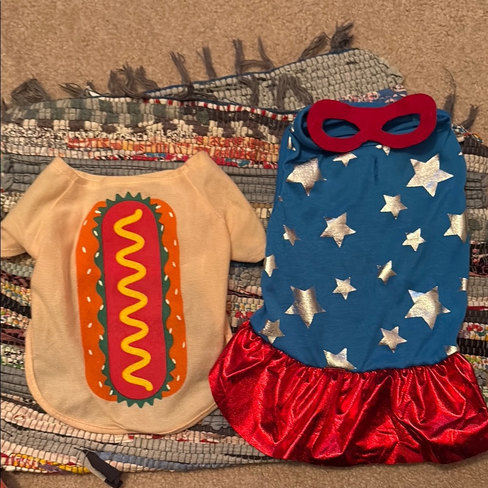 Hot Dog and Superhero Pet Costume Set